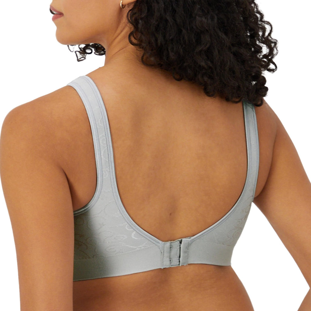 Bali Full-Coverage Wirefree Bra, Large, Moisture-Wicking, Grey Swirl