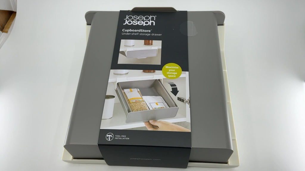 Space Saving Under Shelf Drawer Organizer, Gray/White, Kitchen Storage
