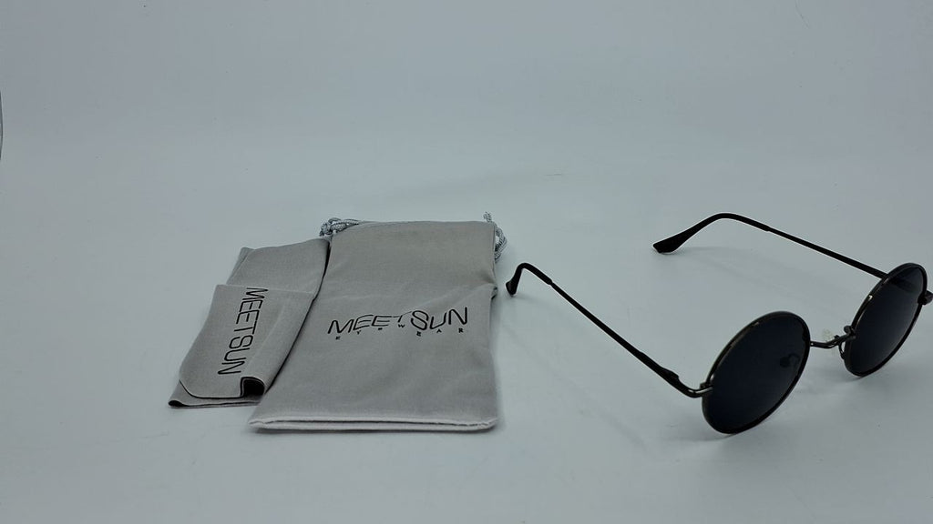 Small Round Polarized Sunglasses Grey Retro Vintage Circle Style