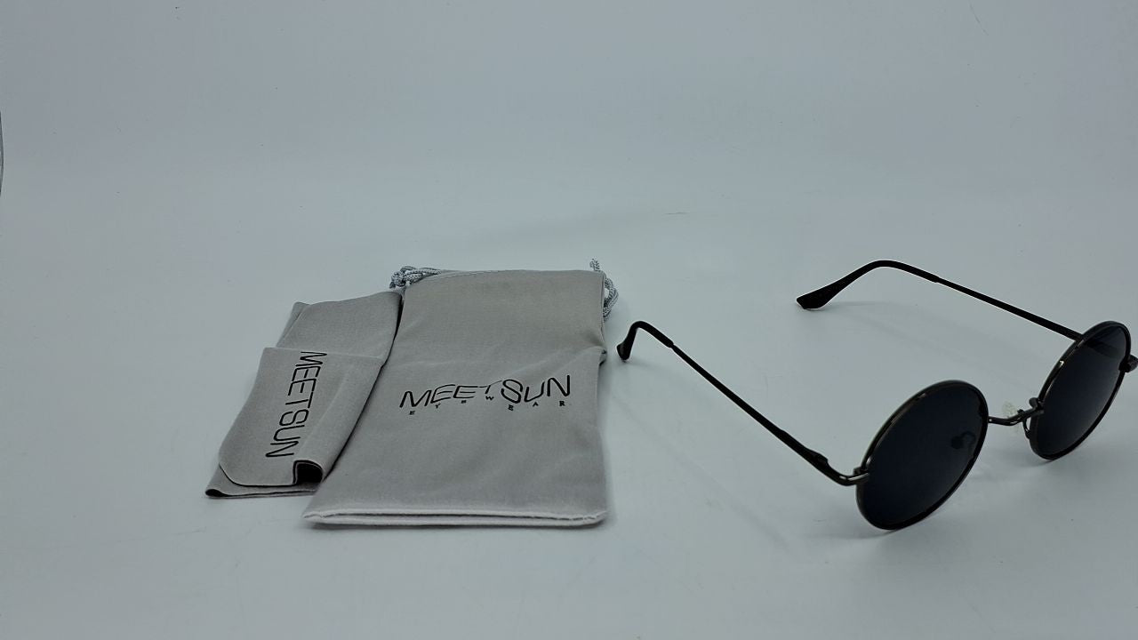 Small Round Polarized Sunglasses Grey Retro Vintage Circle Style