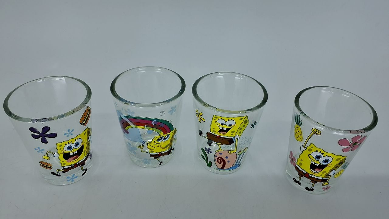 SpongeBob SquarePants 4 Piece Glass Set 1.5 Oz - Official Merchandise
