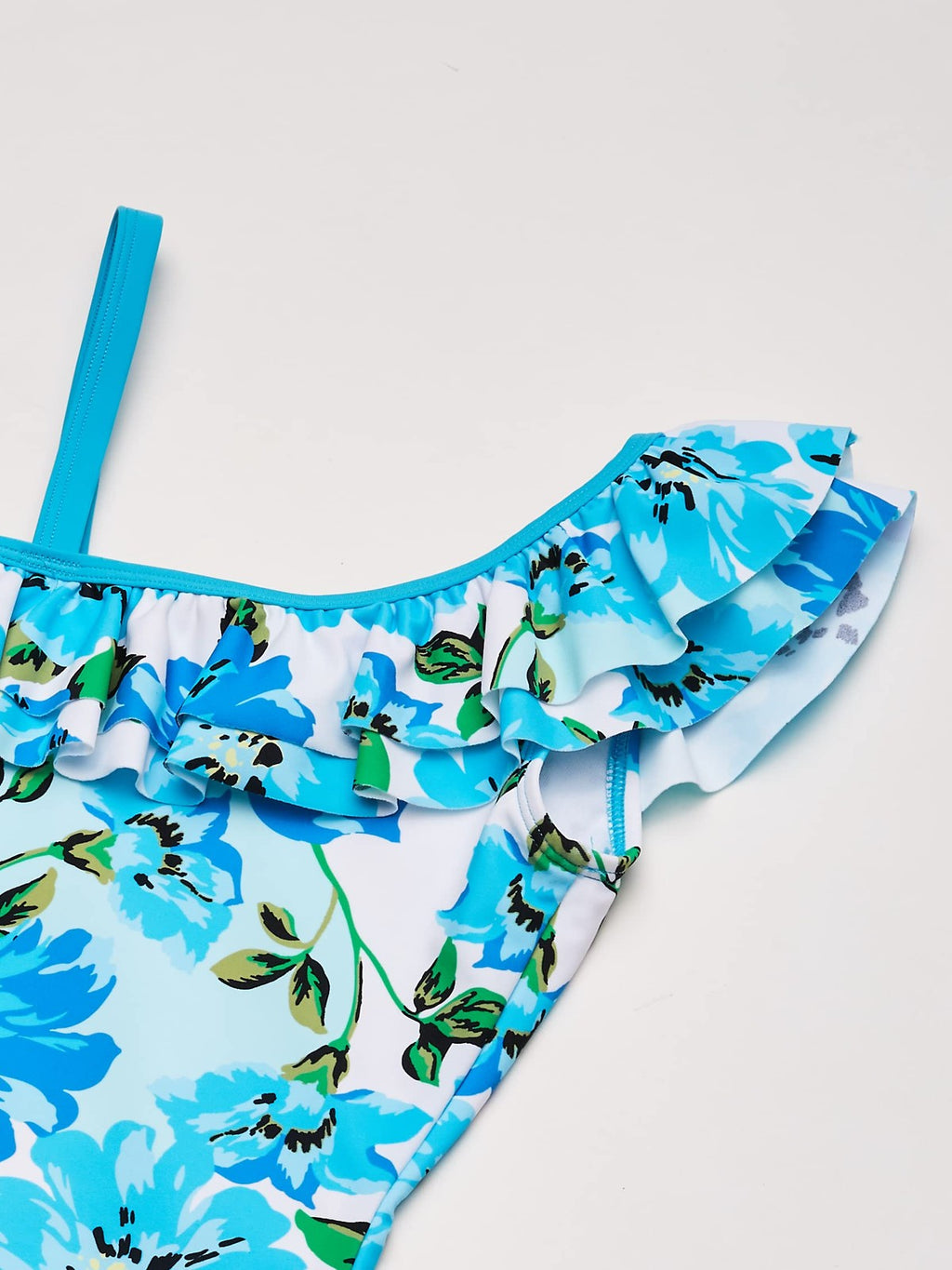 1-Piece Floral Ruffle Swimsuit, Kanu Surf, Flower Power Blue, Size 14