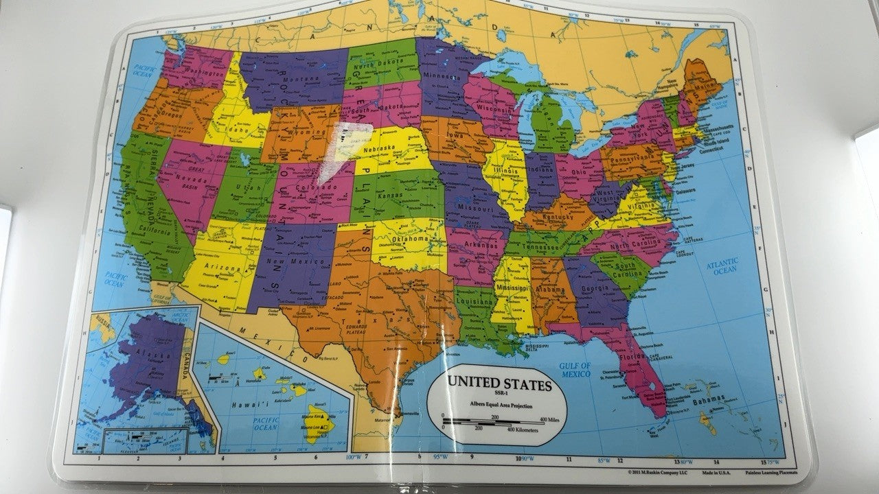 Painless Learning Map of USA Placemat Large