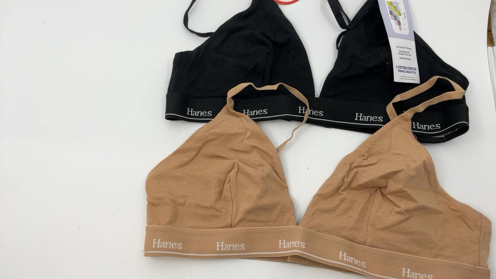 Hanes Originals Womens Bralette Pack, Cotton Blend, Medium, Black/Deep Glow