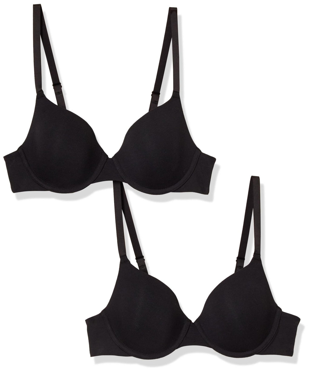Everyday Black T-Shirt Bras for Women, 40A, Underwire, 2-Pack