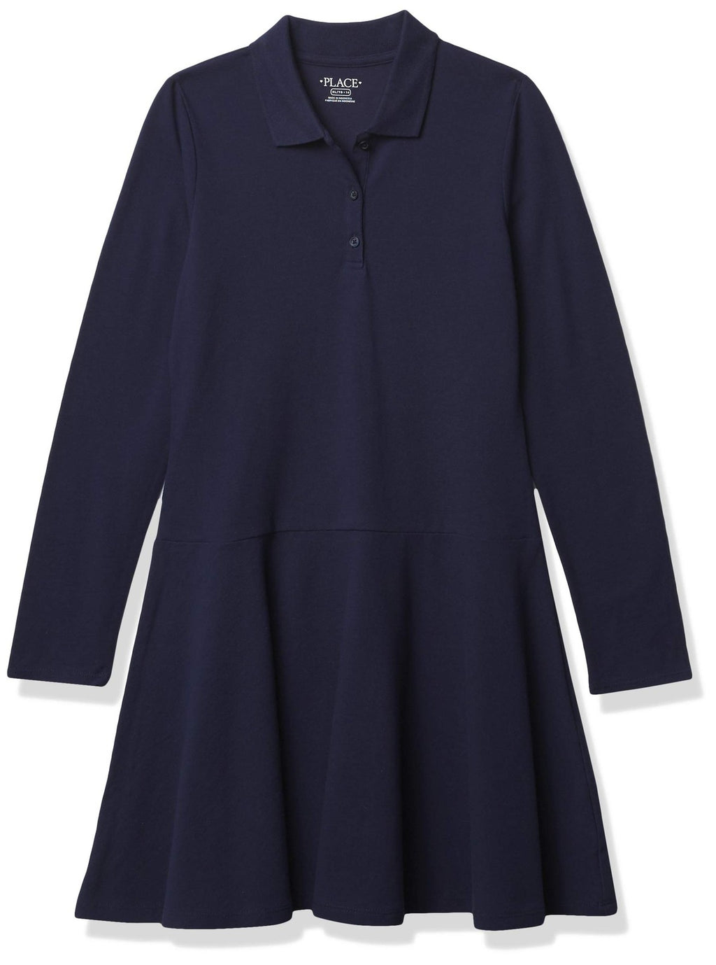 The Children's Place girls Long Sleeve Polo Dress, Tidal, 5 6 US