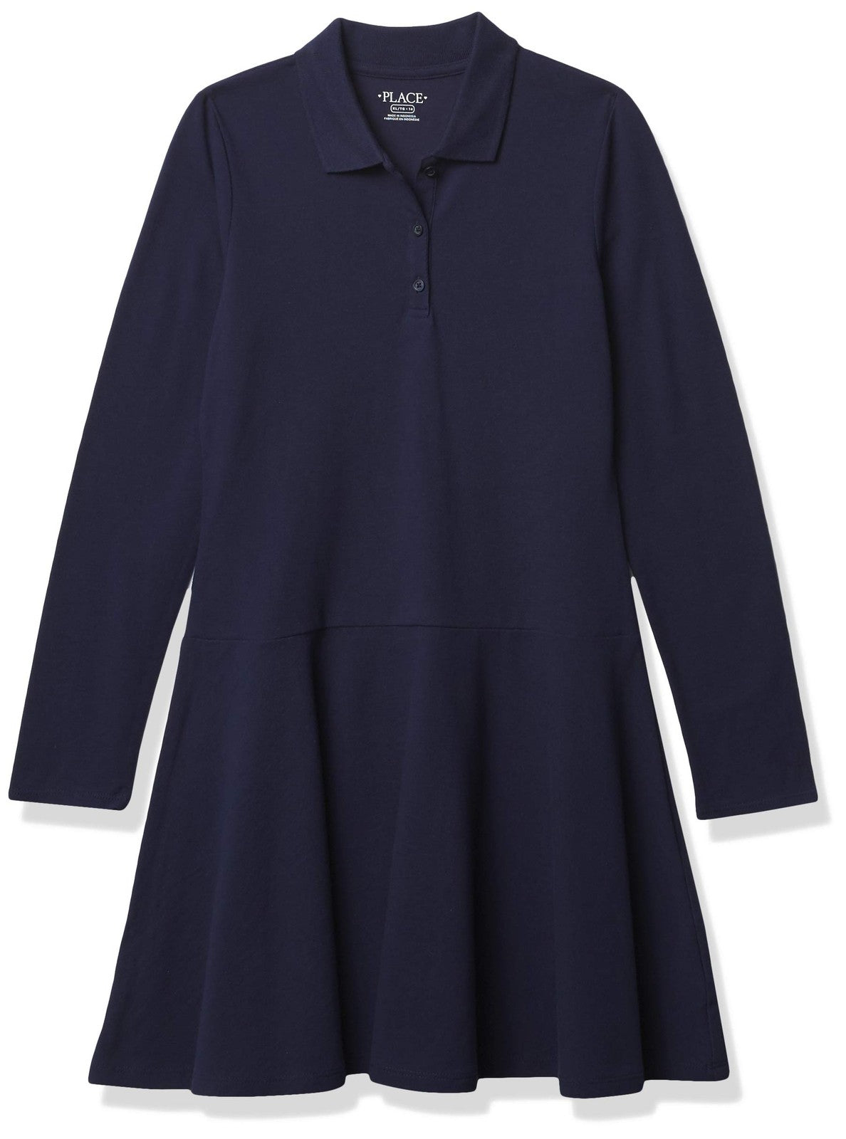 The Children's Place girls Long Sleeve Polo Dress, Tidal, 5 6 US