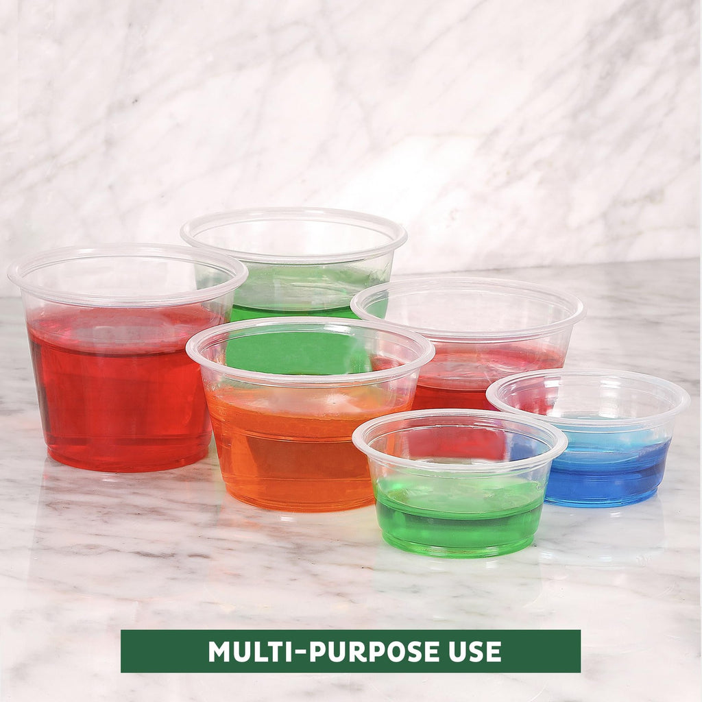 100 Sets 5.5 Oz Plastic Cups w/ Lids - Souffle & Condiment Containers