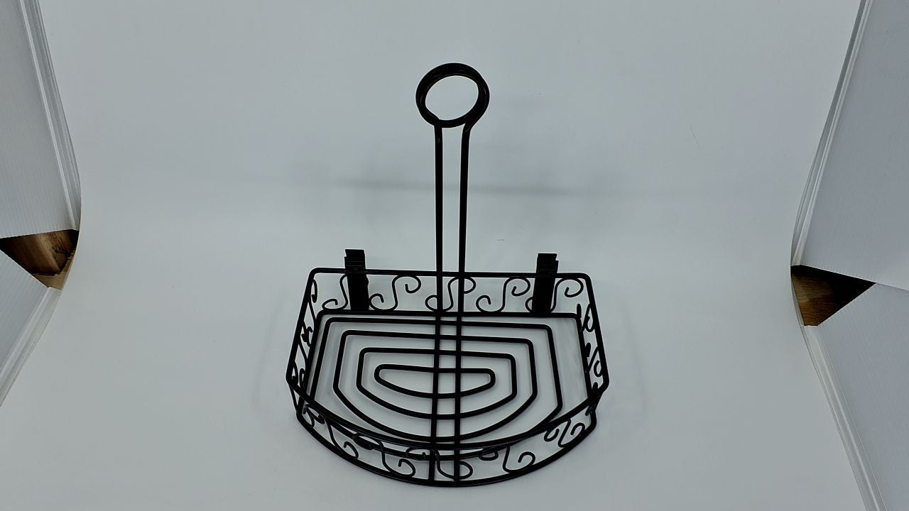 Winco WBKH-6SB Round Black Wire Condiment Caddy with Straight Back, 6.25-Inch