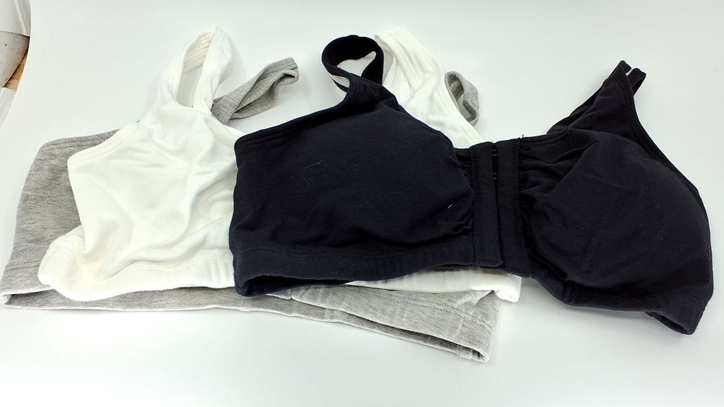 Fruit of the Loom Women's Sports Bra 3-Pack, 34, Black/White/Grey