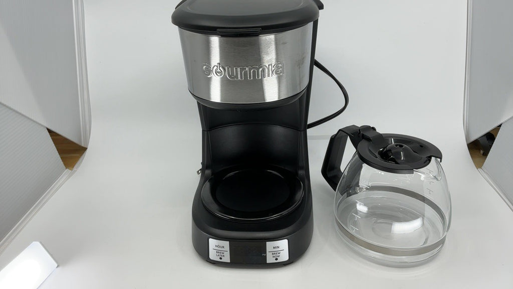 5 Cup Gourmia Coffee Maker, One-Touch Brew, Black, EZ-View Water Window