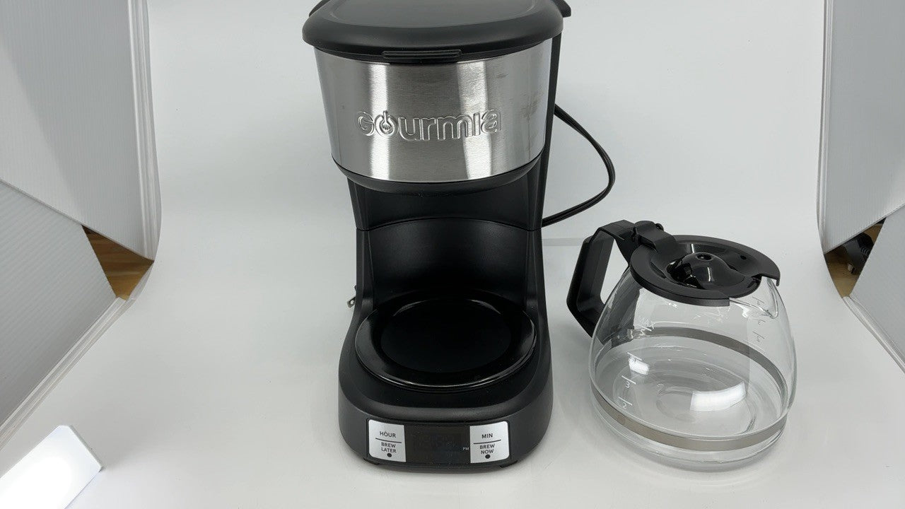 5 Cup Gourmia Coffee Maker, One-Touch Brew, Black, EZ-View Water Window