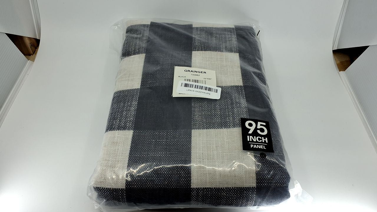 Buffalo-Check Blackout Window Curtain 52x95 Black Farmhouse Style
