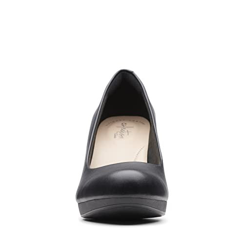 Clarks Women's Adriel Viola Dress Pump, Black Leather, 7.5 Wide