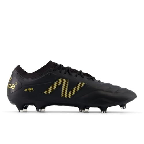 New Balance Men's 442 Elite FG V2 Soccer Shoe, Black/Gold Metallic, 8