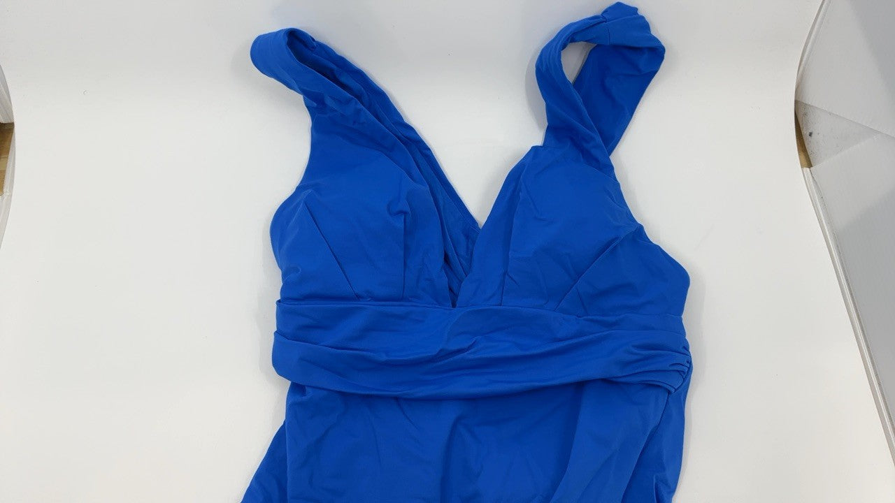 Seafolly Women's One Piece Swimsuit, Deep V, Eco Collective Azure, 6
