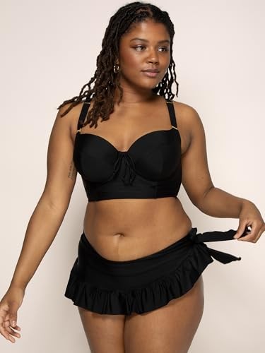 Women's 42D Black Underwire Bikini Top, Lightly Lined Swimwear