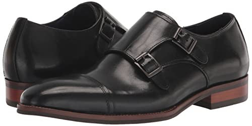 Steve Madden Men's Teon Monk-Strap Loafer, Black Leather, 11