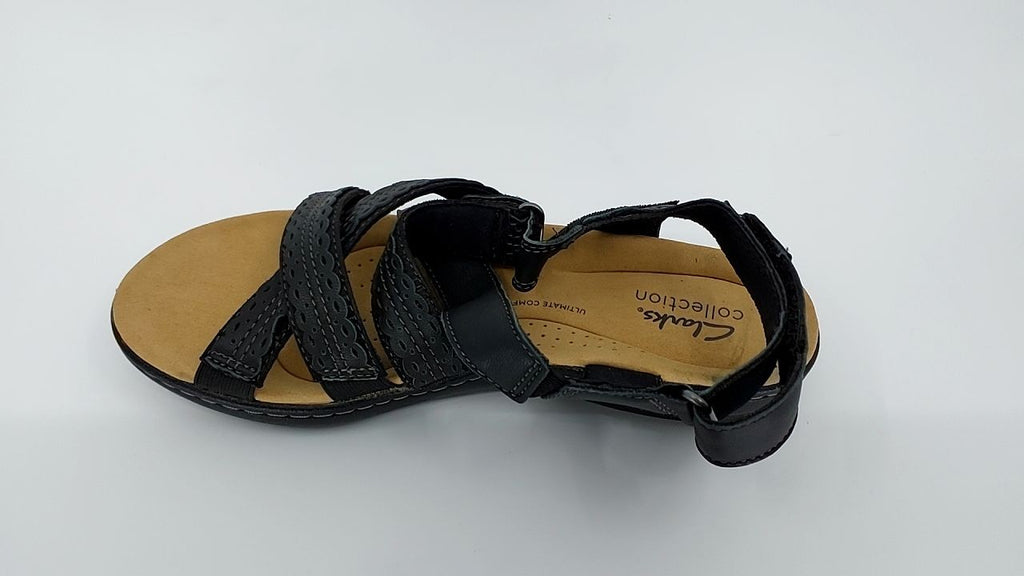 Clarks Women's Laurieann Rena Flat Sandal, Black Combi, 7