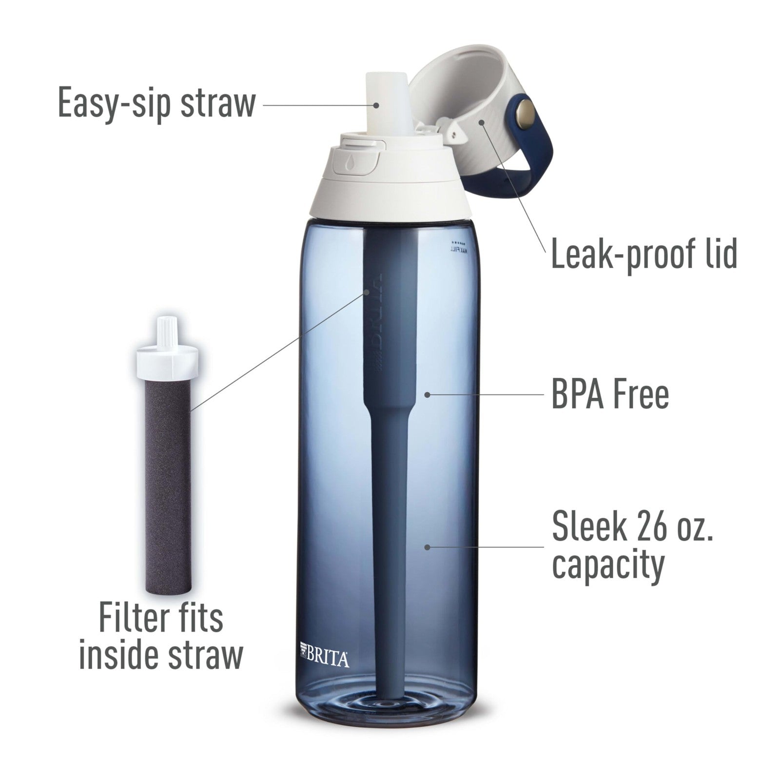 Brita Night Sky 26 Oz Filtering Water Bottle, Replaces 300 Plastic Bottles