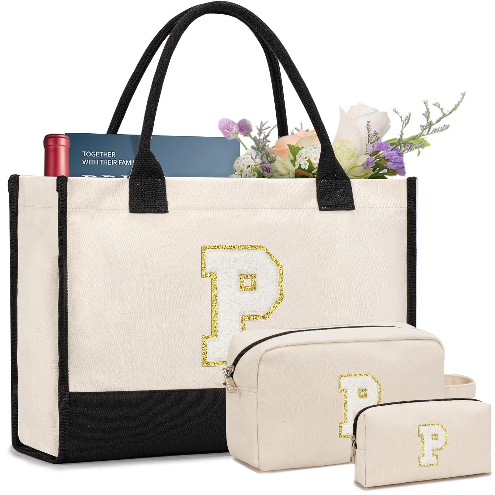 Personalized Tote Bag for Women, White, 17.3x8.6x12.2 In, Birthday Gift