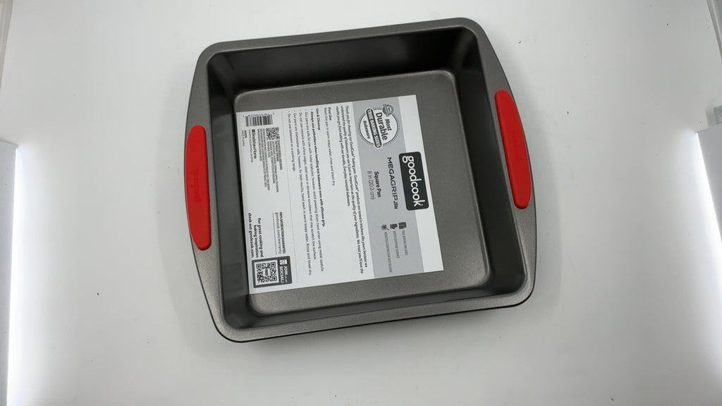 8x8-Inch Non-Stick Baking Pan w/ Silicone Grip Handles - Gray