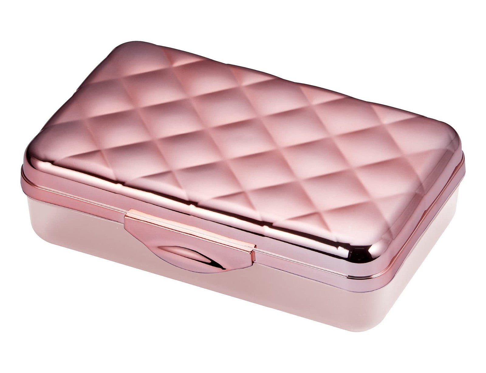 Hard Plastic Pencil Case, Quilted Rose Gold, Ideal for School Supplies