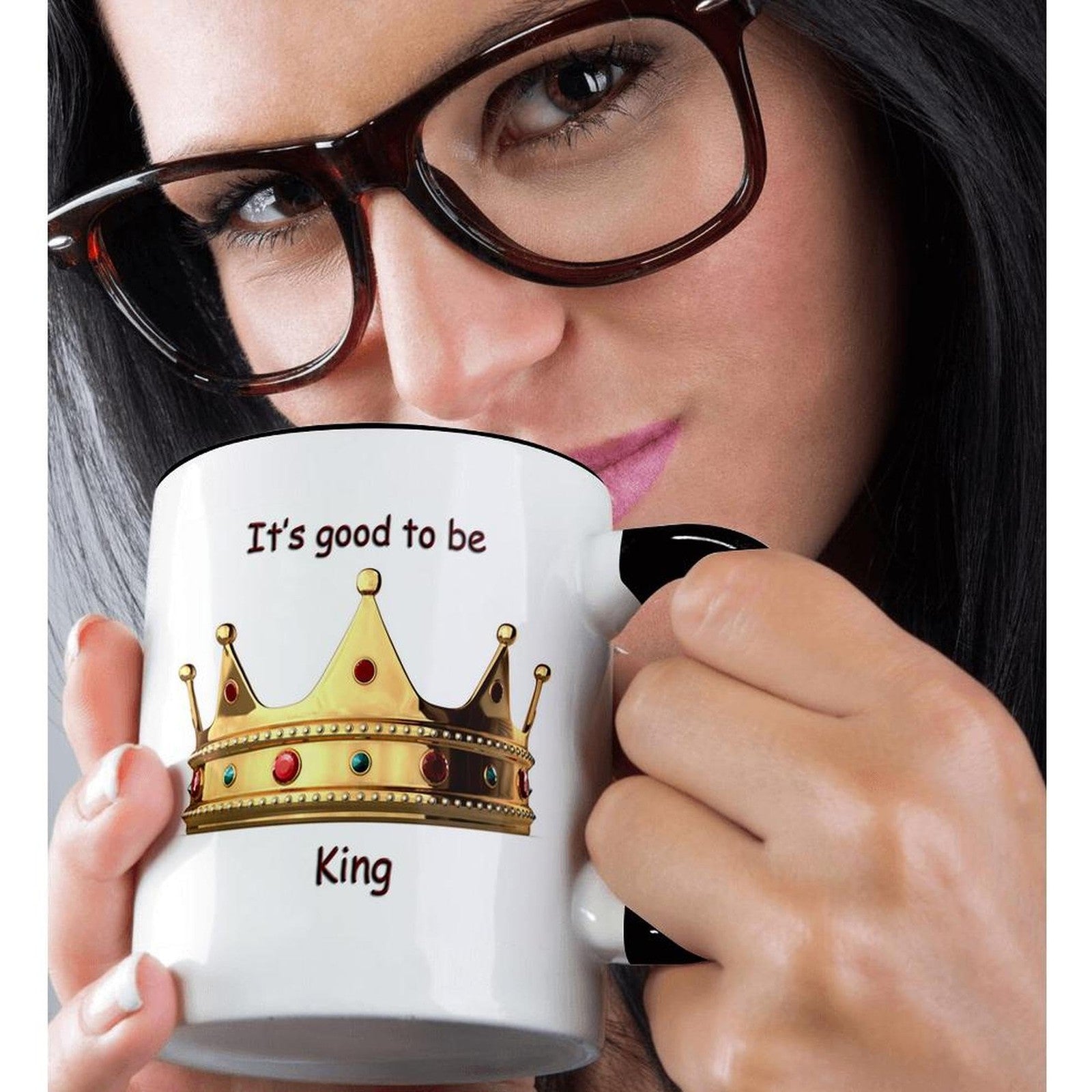 3dRose mug_4314_4 "Its good to be king" Two Tone Black Mug, 11 oz, Multicolor