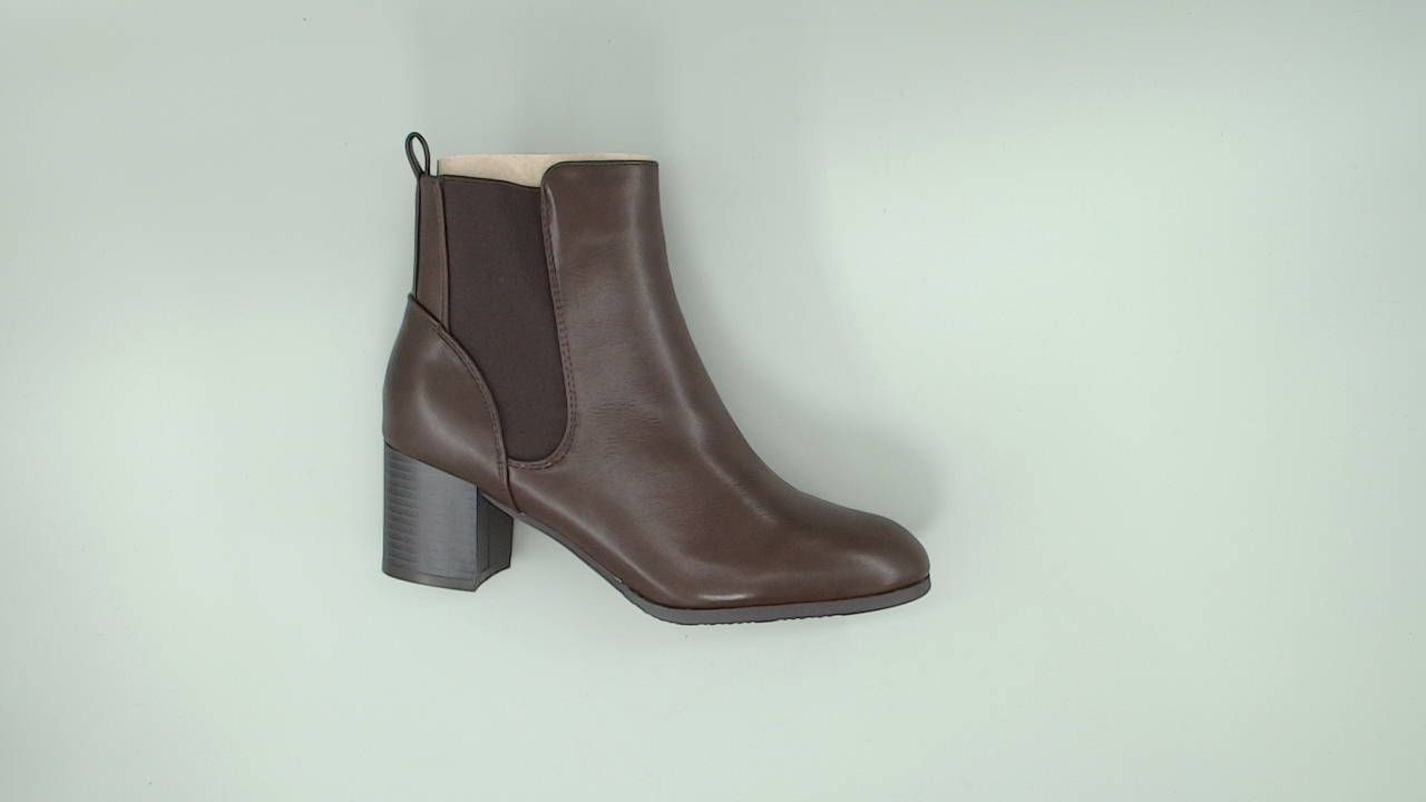 DREAM PAIRS Women's DAB212 Elastic Gore Chelsea Boots,Brown/PU,Size 8.5