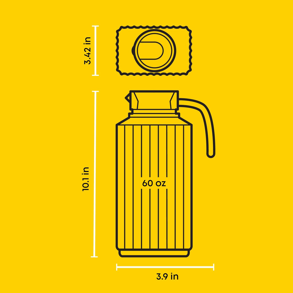 60oz Beverage Pitcher w/ 2 Lids - Dishwasher Safe Glass Jug for Drinks