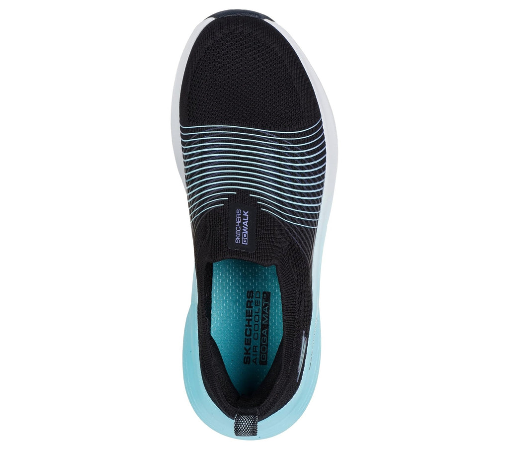 Skechers Women's Go Walk Max Walker Sally Sneaker, Black/Aqua, 7.5