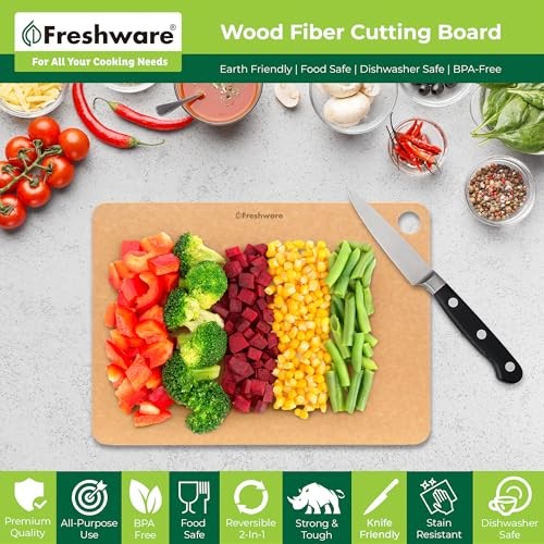 Wood Cutting Boards Set of 2, Medium 12x9 & Large 15x11.25, Natural
