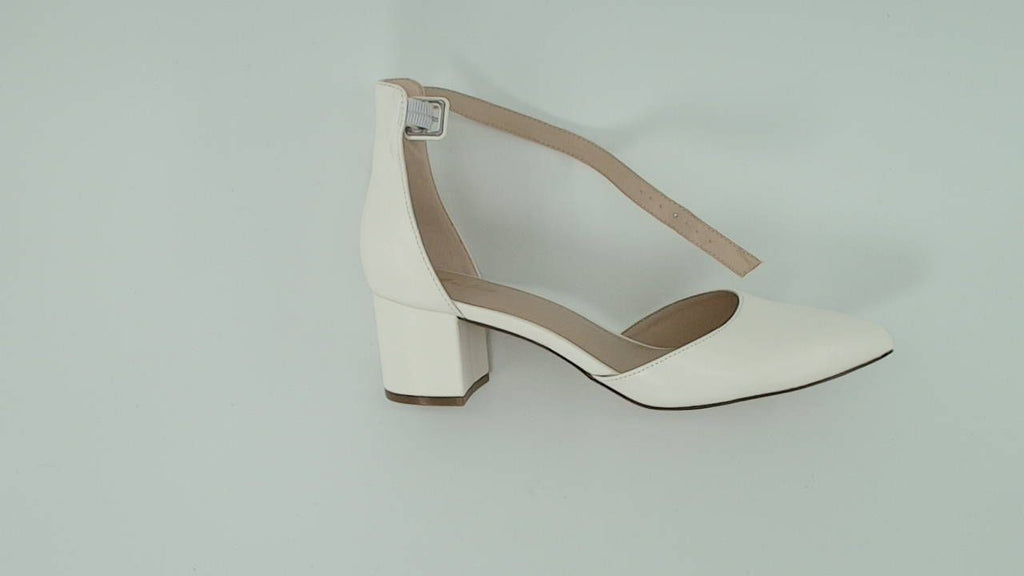 Ankis Closed Toe Heels for Women -White Toe Heels Low Block Ankle -2.25", 8