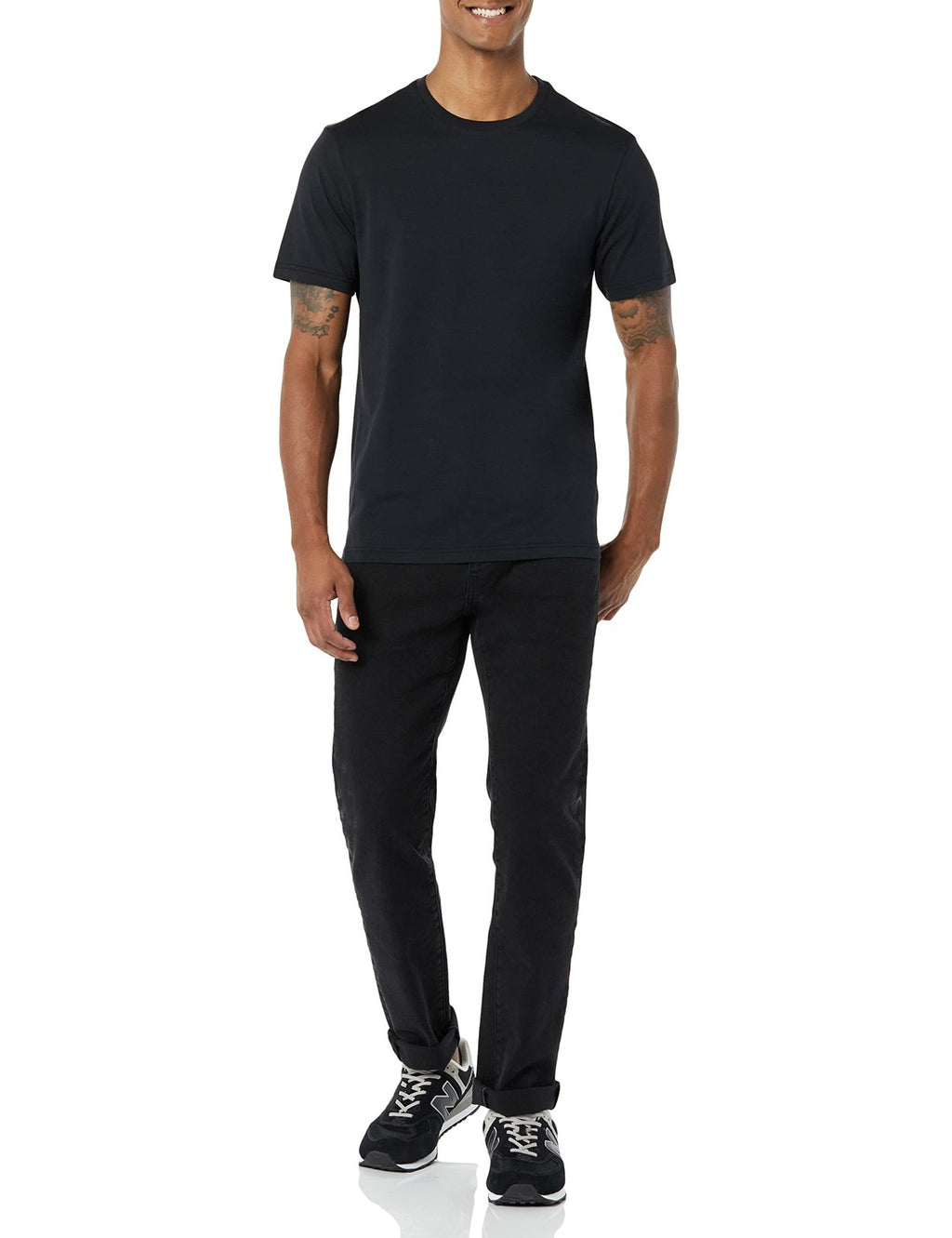 Short Sleeve T-Shirts for Men, Slim-Fit, 2-Pack, Black/Charcoal Heather, M