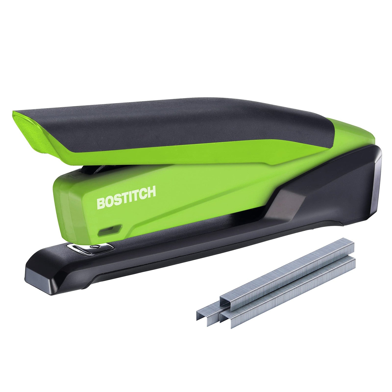One Finger Spring Stapler, 20 Sheet Capacity, Green, Jam-Free Performance