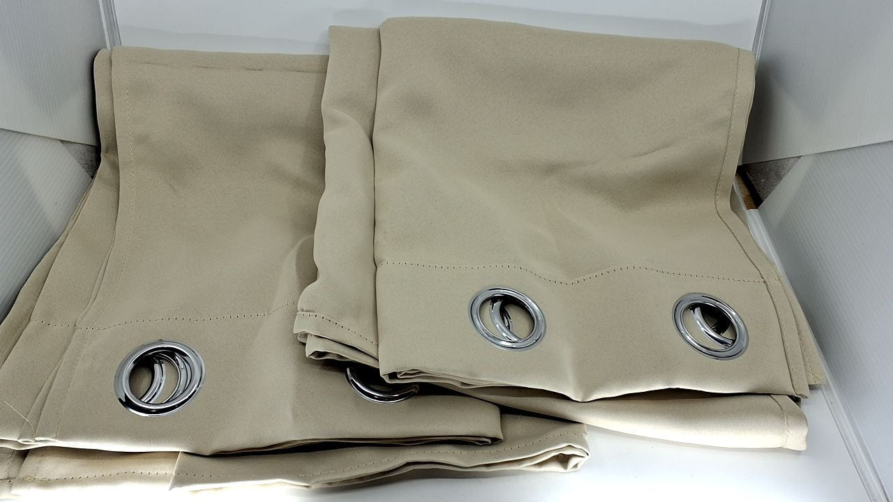 Modern Blackout Curtains 63 In, 2 Panels, Light Beige, Room Darkening