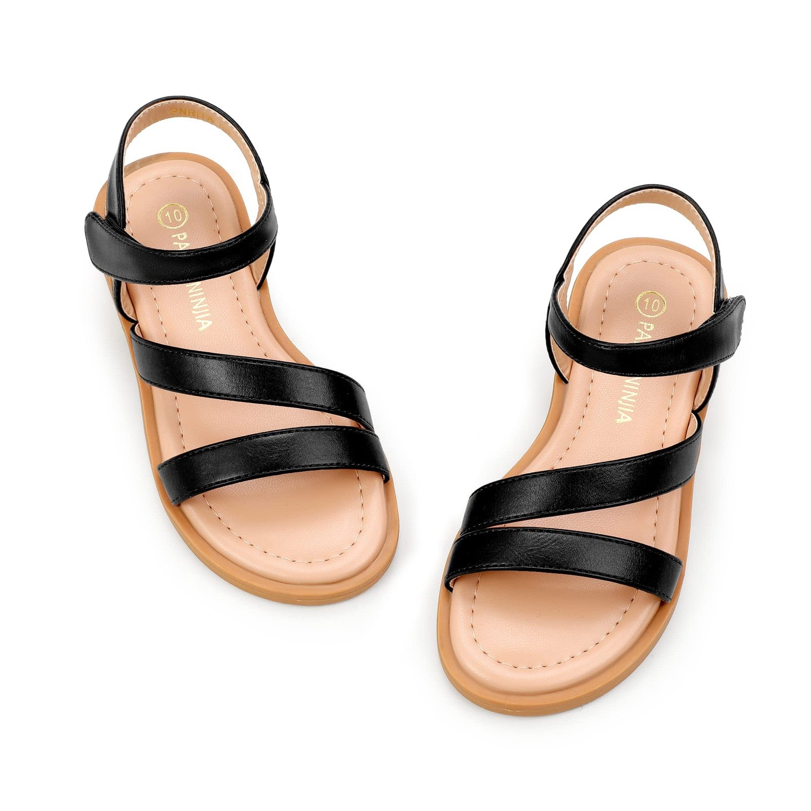 Open Toe Black Sandals for Girls Size 13 Summer Casual Footwear