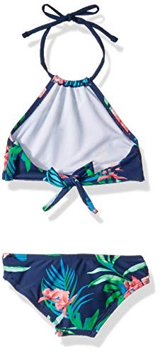 Kanu Surf Girls' Size 10 Navy Floral Halter Bikini 2-Piece Set