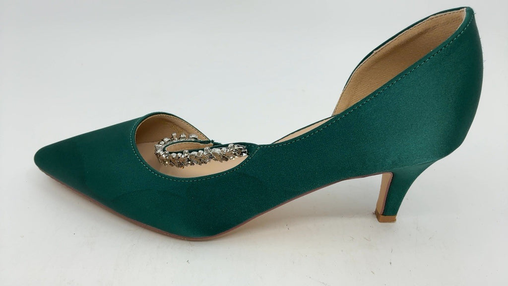 ERIJUNOR E0168A Women Dark Green Kitten Heels Size 8 D'Orsay Pumps