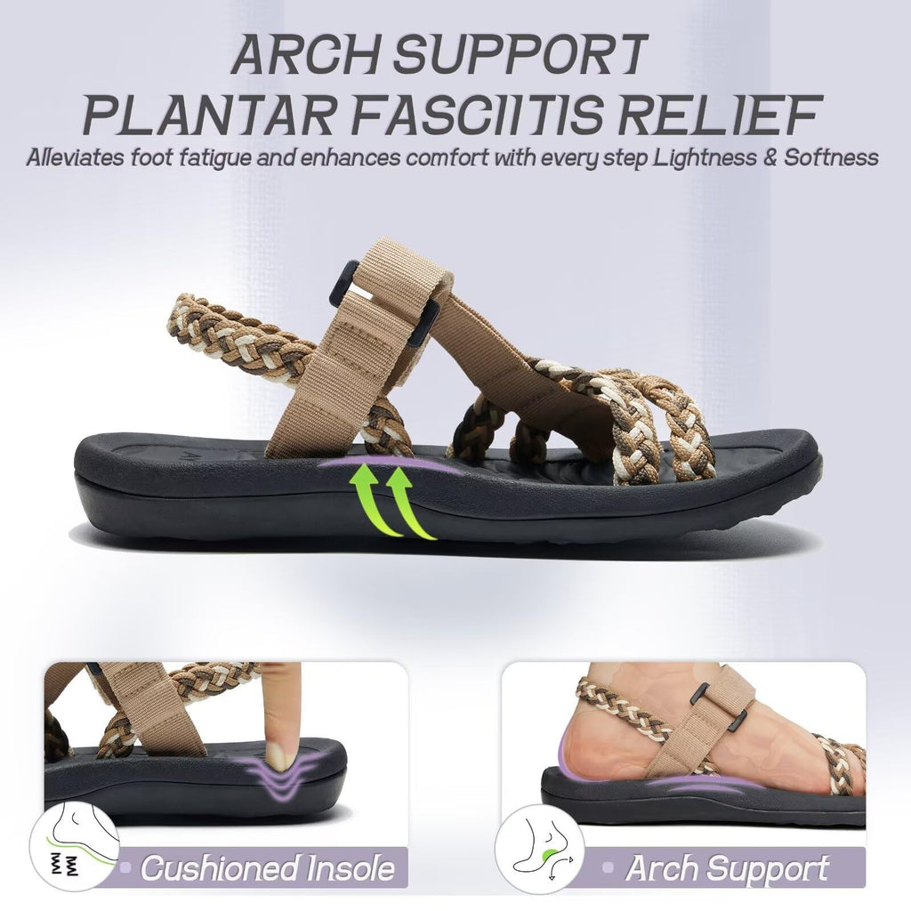 MEGNYA Soft Arch Support Walking Shoes for Women, Adjustable Hook and Loop,  9