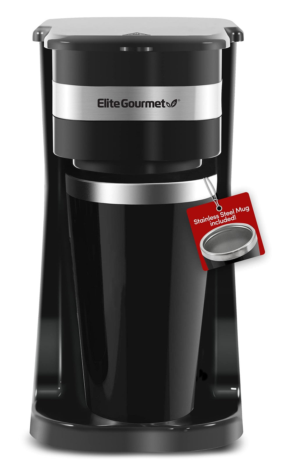 Elite Gourmet EHC114 Single-Serve Coffee Maker w/ 14Oz Travel Mug, Black