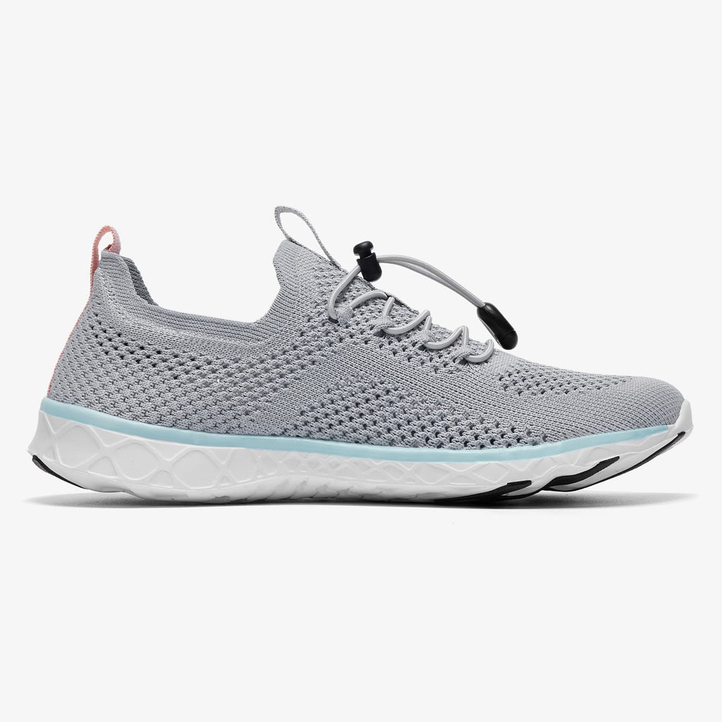 KOLILI 8.5 Slip-On Aqua Water Shoes Quick Dry Athletic Sneakers Lt Gray/Aqua