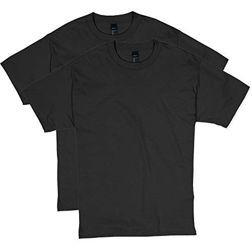 Hanes Men's Short Sleeve Beefy-T (Pack of 2), Black, Large