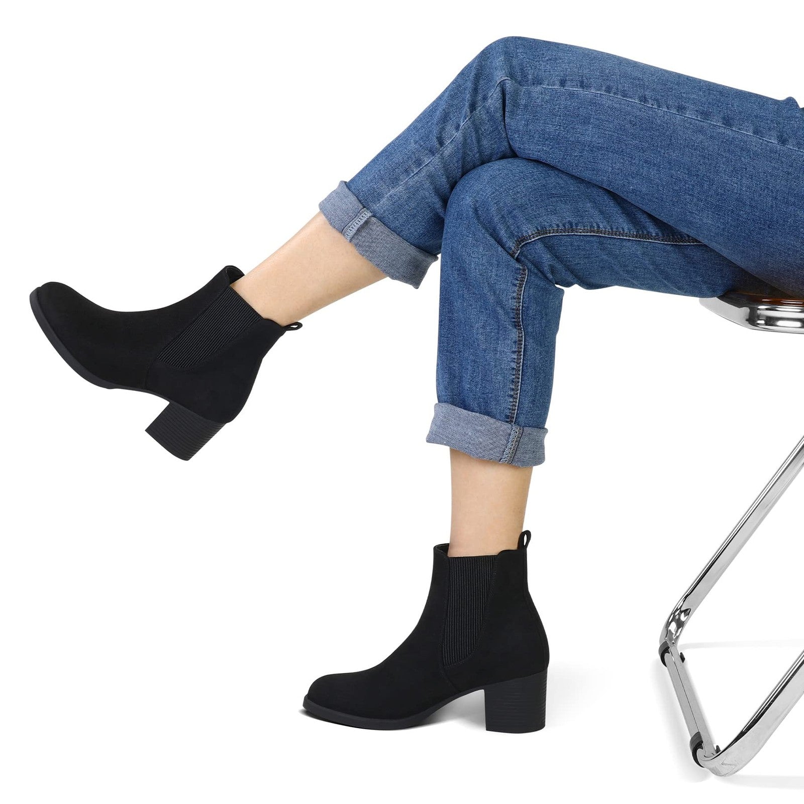 COASIS Women's Chelsea Boots Chunky Block Heel Slip On with Elastic Sided 6.5W