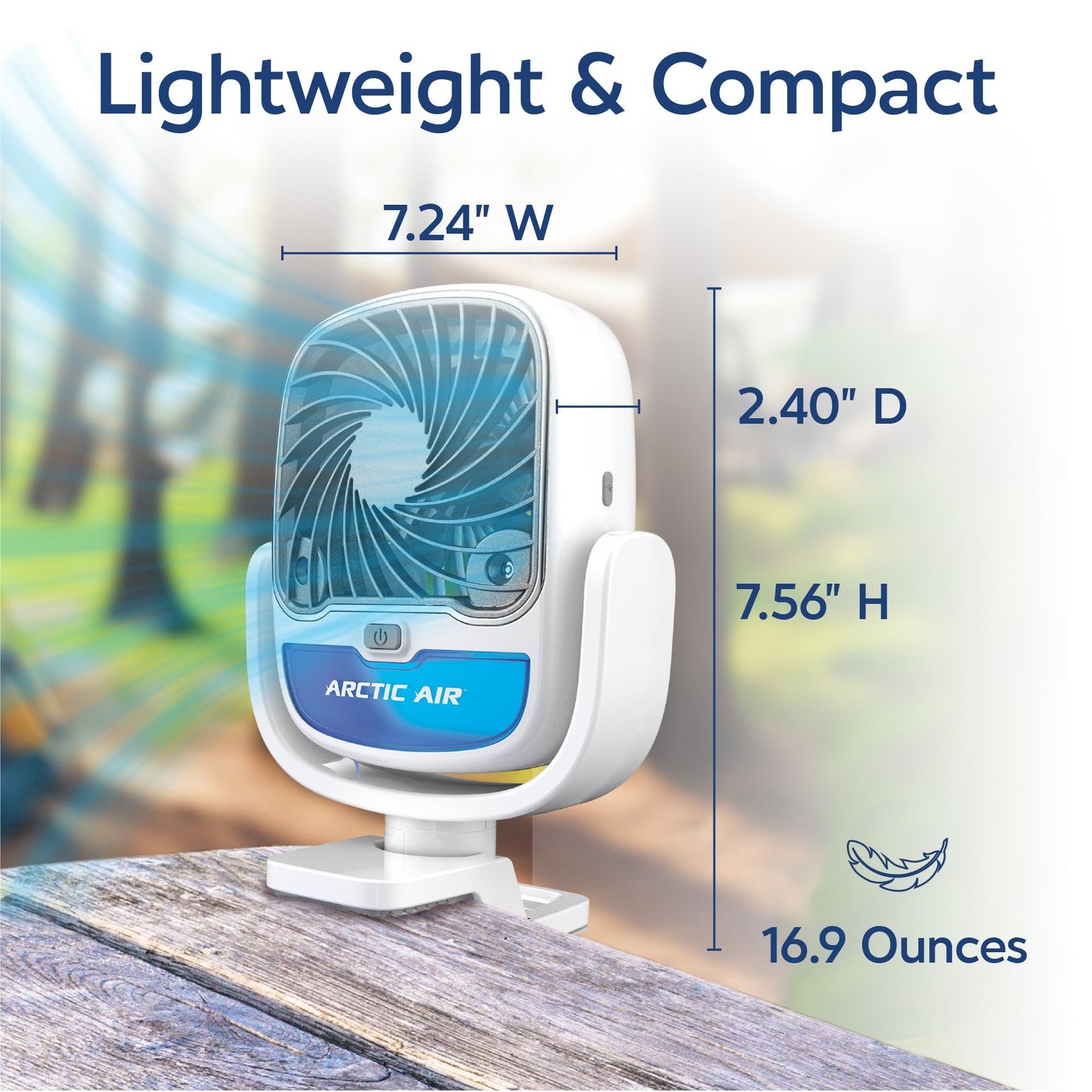 Arctic Air Grip Go Evaporative Cooler, Portable Fan, USB Rechargeable, White
