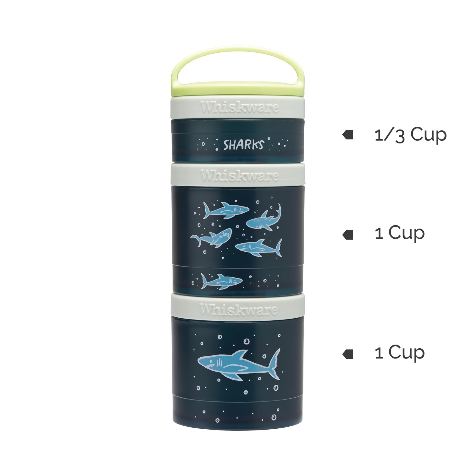 Whiskware Snack Cups Set, 3 Stackable, Travel-Friendly, Sharks