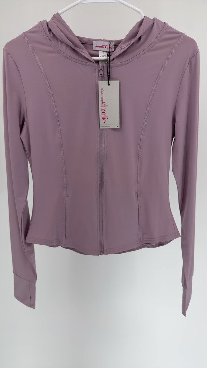Pocketed Zip Up Hooded Long Sleeve Active Outerwear