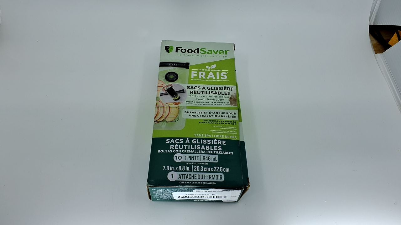 8 Count Reusable Quart Vacuum Zipper Bags, BPA-Free, Leakproof