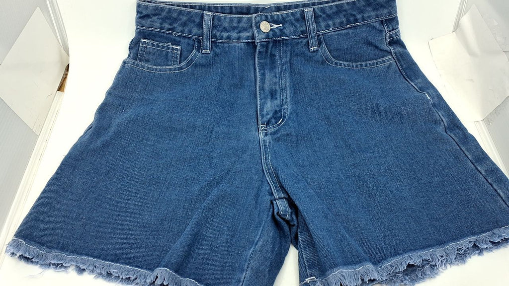 Summer Denim Shorts for Women, High Waist, Size L, Medium Wash