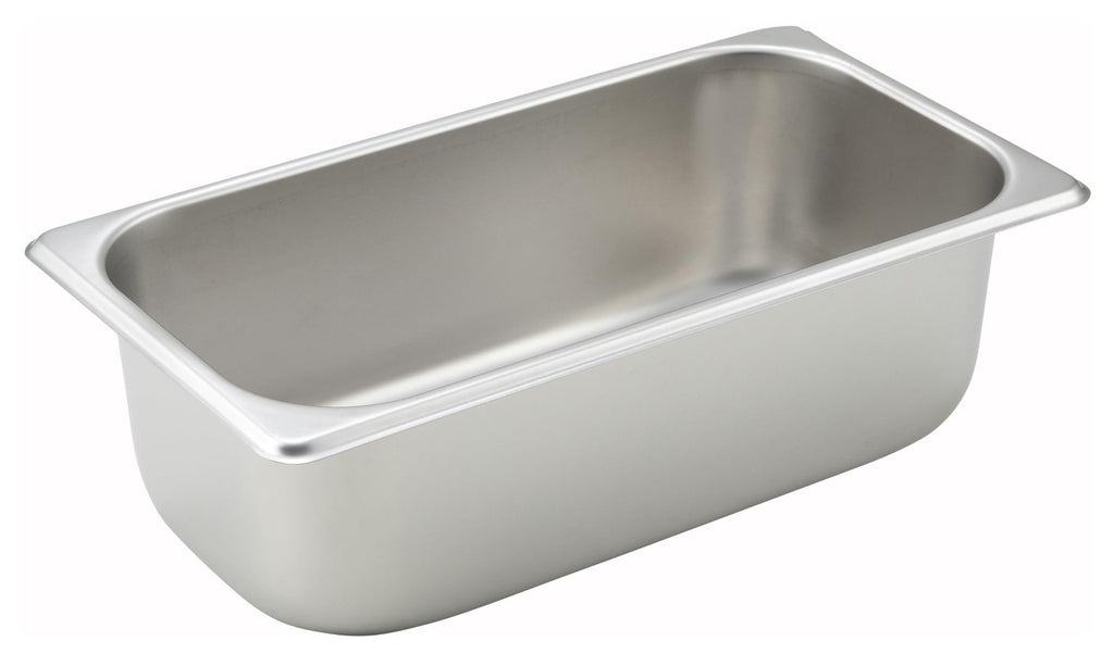 Winco 1/3 Size Pan, 4-Inch,Stainless Steel,Medium, 12.75"D x 7"W x 4"H